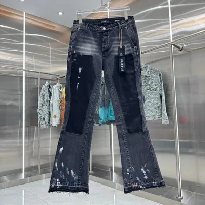 Purple Brand Heavy Wash Graffiti Street Style Micro Flare Stretch Jeans