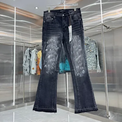 Purple Brand Heavy Wash Graffiti Street Style Micro Flare Stretch Jeans