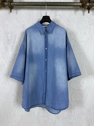 Acne Studios 1996 Logo Washed Relaxed Fit Denim Shirt