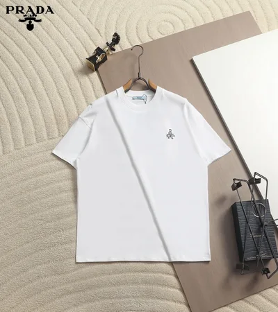 Prada Mini Triangle Logo Embroidered T-Shirt