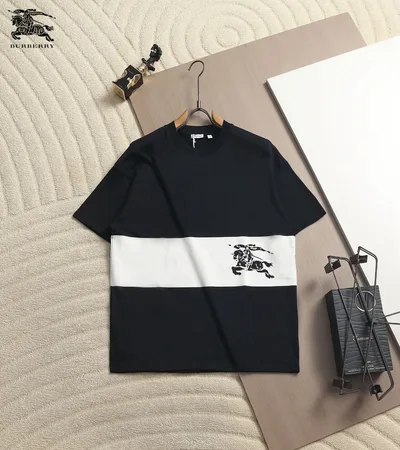 Burberry Striped Equestrian Knight Logo T-Shirt