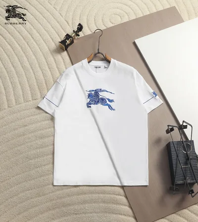 Burberry Blue Equestrian Knight (EKD) Embroidered T-Shirt