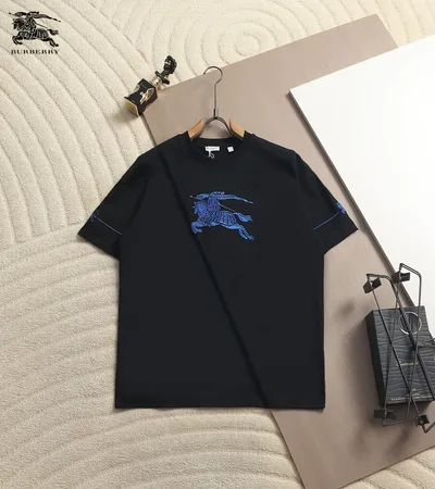 Burberry Blue Equestrian Knight (EKD) Embroidered T-Shirt
