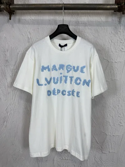 LOUIS VUITTON 26SS LV Wool Embroidery Letter Short Sleeve T-Shirt