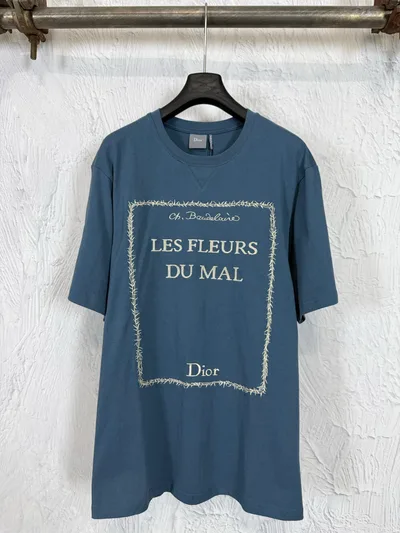 Dior Thorn Embroidery Round Neck Short Sleeve T-Shirt