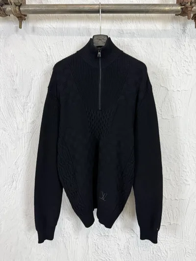 Louis Vuitton Damier Cable Knit Half-Zip Knit Sweater