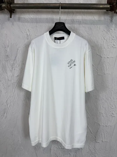 LOUIS VUITTON LV Embroidered Letter Pin Knitted Short Sleeve T-Shirt