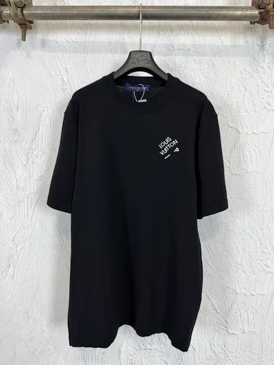 LOUIS VUITTON LV Embroidered Letter Pin Knitted Short Sleeve T-Shirt