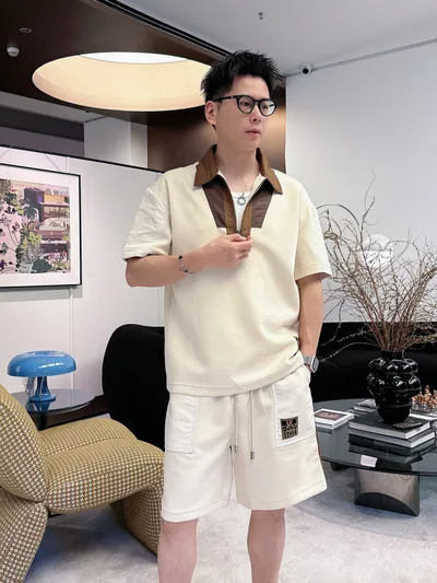 LV 2026 Summer Latest Men's and Women's Classic Short Sleeve T-Shirt and Shorts Set
