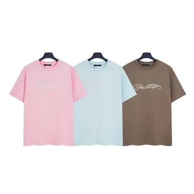 LV 25 New Pharrell Signature 3D Embroidery Short Sleeve T-Shirt