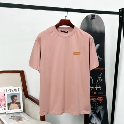 Louis Vuitton LV 26SS Pink Leather Label Short Sleeve T-Shirt