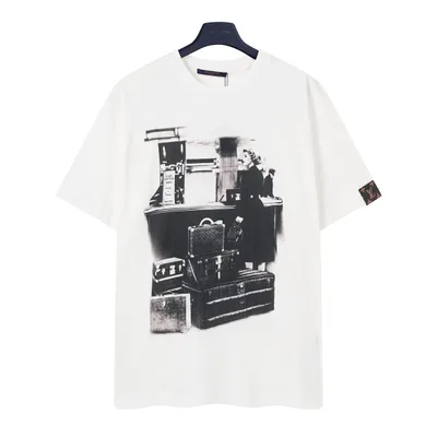LV LOUIS VUITTON Luggage Print Short Sleeve T-Shirt