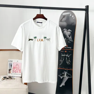 LV LOUIS VUITTON Palm Tree Animal Embroidery Short Sleeve T-Shirt