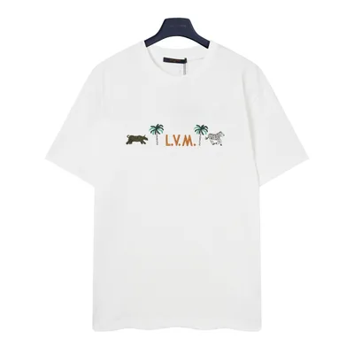 LV LOUIS VUITTON Palm Tree Animal Embroidery Short Sleeve T-Shirt