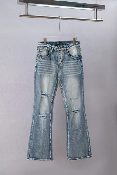 PURPLE BRAND 2026 Washed Distressed Flared Jeans