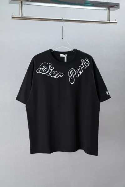 Dior 26SS Classic Handwritten Logo Embroidery Short Sleeve T-Shirt