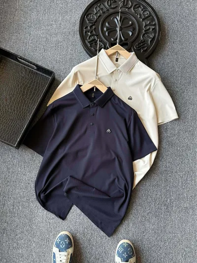 Moose Knuckles Mulberry Silk Linen Short Sleeve Polo Shirt
