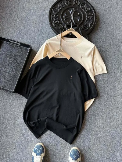 Biem lofen Ice Silk Knit Round Neck Short Sleeve T-Shirt