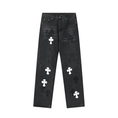 Chrome Hearts Heavy Distressed High-Street Jeans