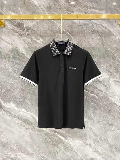 L Brand Slim Fit Jacquard Collar Polo Short Sleeve