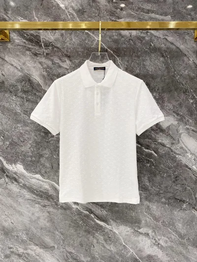 LV Slim Fit Solid Jacquard Polo Short Sleeve