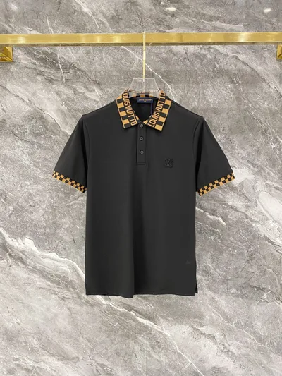 LV* Slim Fit Jacquard Collar Short Sleeve Polo
