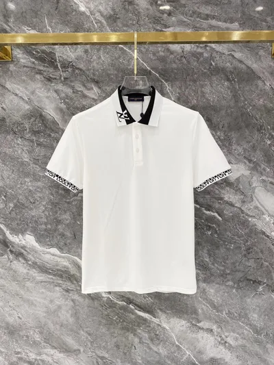 LV* Slim Fit Jacquard Collar Short Sleeve Polo