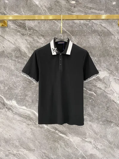 LV* Slim Fit Jacquard Collar Short Sleeve Polo
