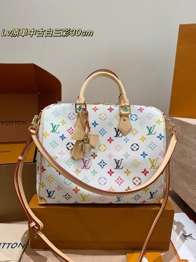LV Speedy30 White Multicolor Pillow Bag