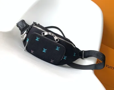 Gradient Denim Embroidered Waist Bag