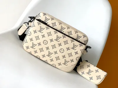 P Trio Messenger Bag in Monogram Embossed Calfskin Leather