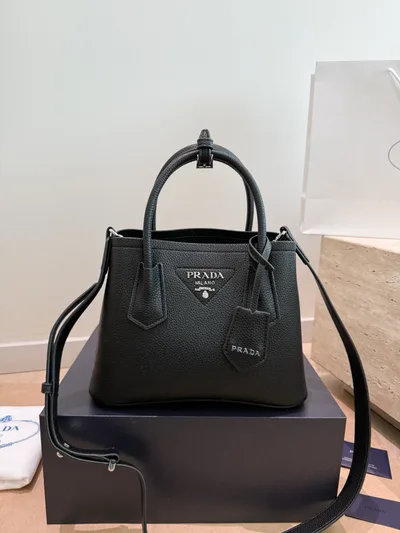 Prada New Calfskin Leather Handheld Bucket Bag