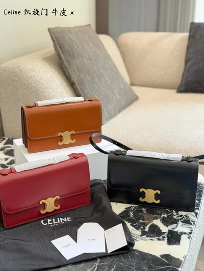 CELINE Triumph Black Gold Handbag