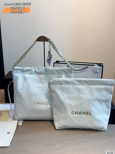 Chanel 2026SS Gold Button Chain Shopping Bag with Coin