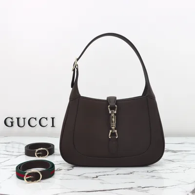 Gucci Style 810232 Pebble Grain Dark Brown
