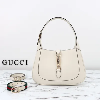 Gucci Style 810232 White Pebble Grain Leather