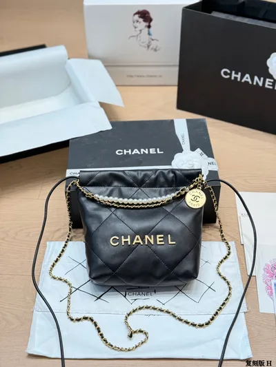 Chanel 22bag Mini Black Gold Bag