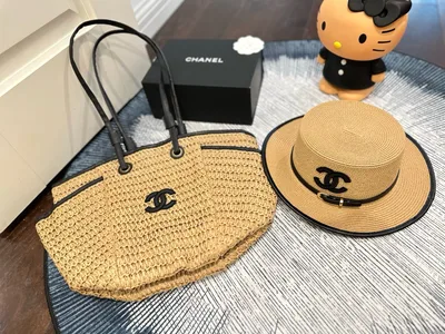 Chanel Straw Woven Set [Hat & Bag]