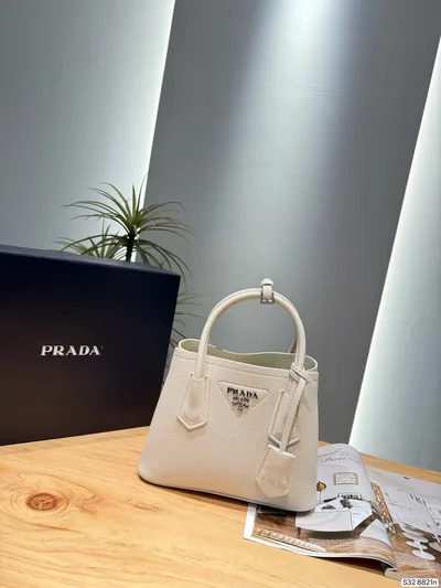 PRADA White Calfskin Handbag