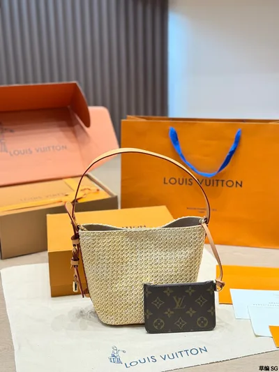 LV Straw Bucket Bag