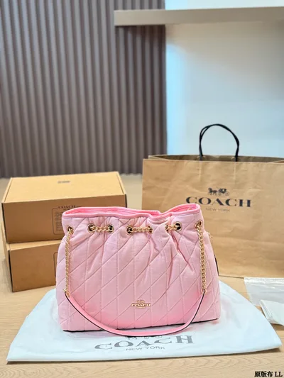 COACH Pink Diamond Quilted Chain Tote Bag