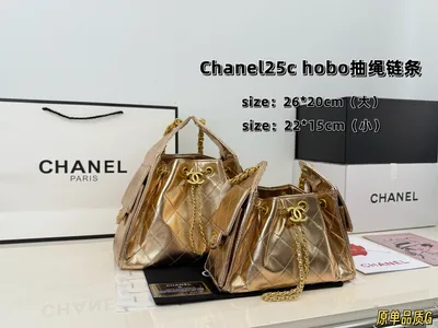 CHANEL 25C Hobo Drawstring Chain Bucket Bag