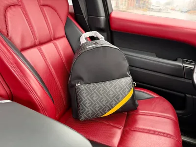 FENDI Backpack with FF Logo and Contrast Stripes