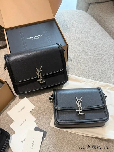 YSL Solferino Black Gold Tofu Bag