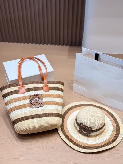 YSL Straw Woven Tote Bag with Cutout Mesh