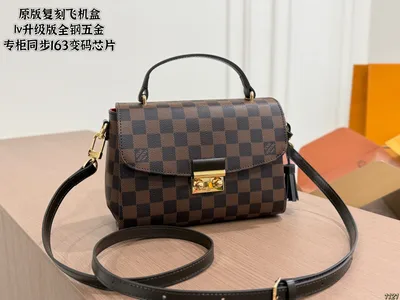 Croisette Brown Checkered Messenger Bag