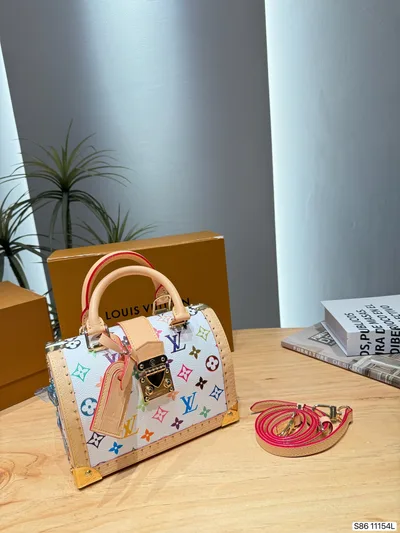 LV White Multicolor Monogram Speedy Nano Handbag