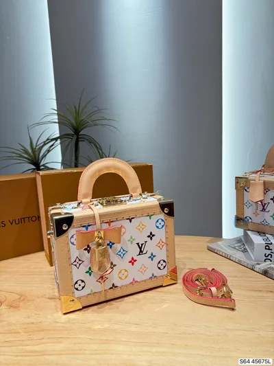 LV x Murakami White Tricolor Hard Box Bag