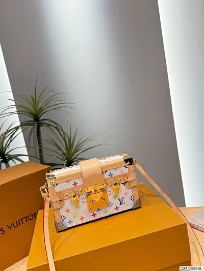 LV x Murakami White Multicolor Petite Malle Hard Box Bag