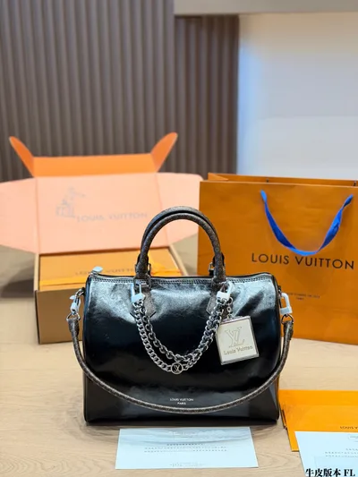 Louis Vuitton Black Leather Tote Bag